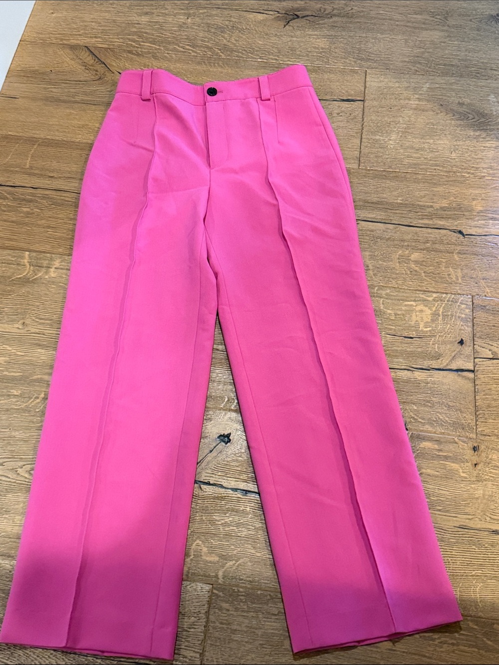 Zara Hot Pink Straight-Leg Trousers medium NWT